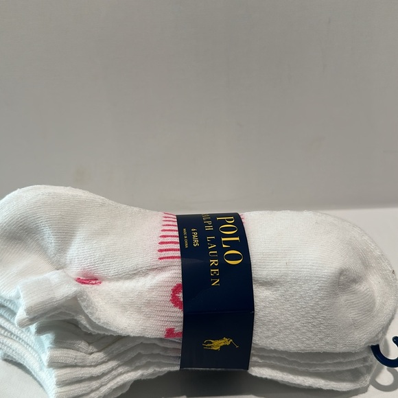 Polo Ralph Kauren (6) Pairs Women’s Ankle High Tennis Socks. Fits Shoe size 4-10 - Picture 2 of 5